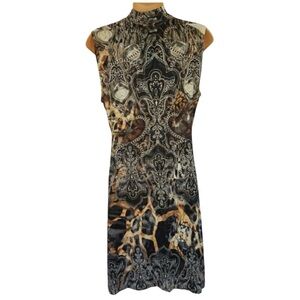 Live and Let Live Animal Print & Baroque Pattern Sleeveless Boho Dress Medium
